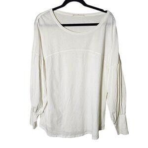 Peruvian Connection XL White Pima Cotton Bishop Sleeve Top‎ Oversized Capsule